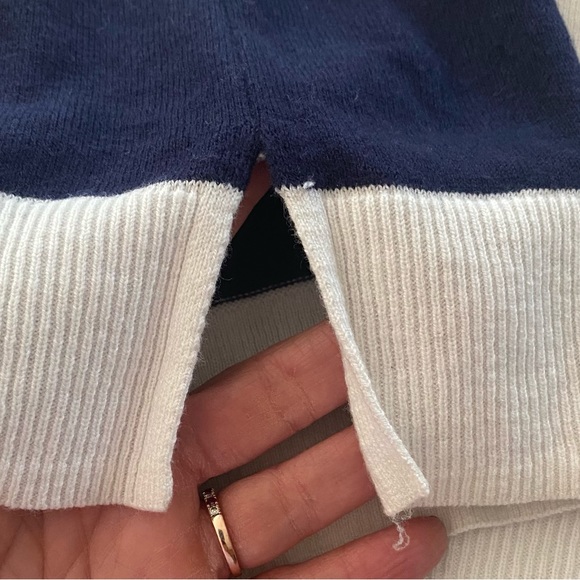 Bundle of 2, Old Navy crewneck sweaters, side slits, blue + blue stripe, Size M - Picture 4 of 11